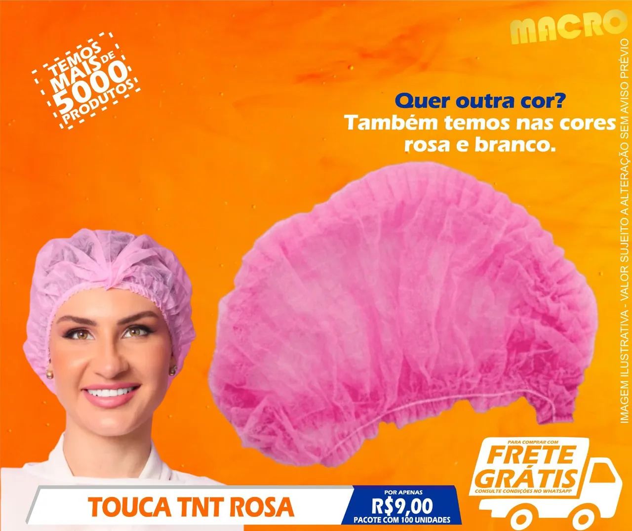 Touca Descartável Rosa em TNT
