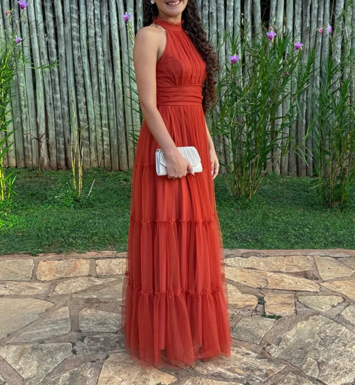 Vestido longo Terracota