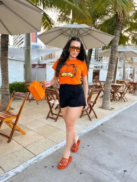 Camiseta Garfield Laranja - Tamanho M - Foto 5