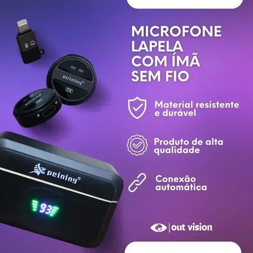 Microfone Lapela Sem Fio Duplo Para iPhone E Android Anc - profissional - Foto 2