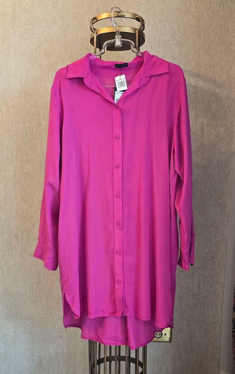 Camisa longa, rosa. Tamanho M.  Marca Max Glamm NOVA - Foto 2