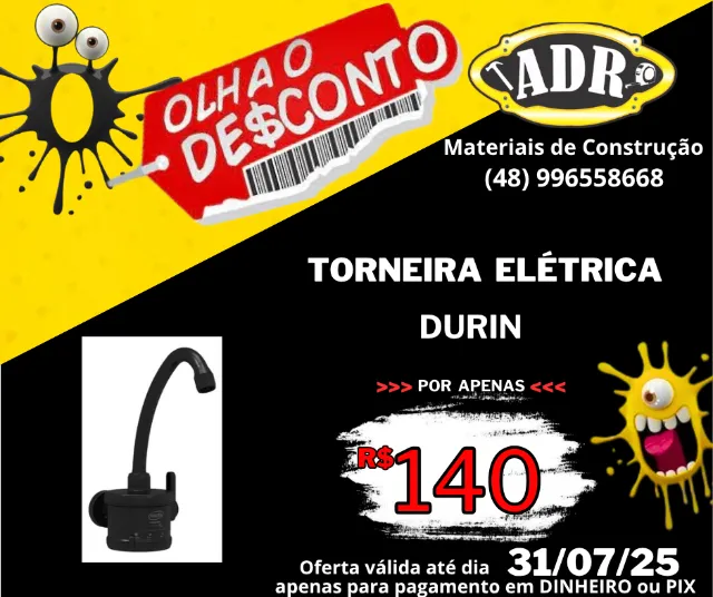 Torneira Elétrica Durin Preta Parede