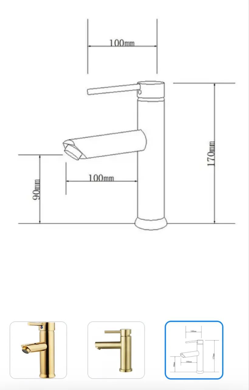 Torneira para Banheiro Mini Misturador Monocomando Dourada - nova na caixa - Foto 5