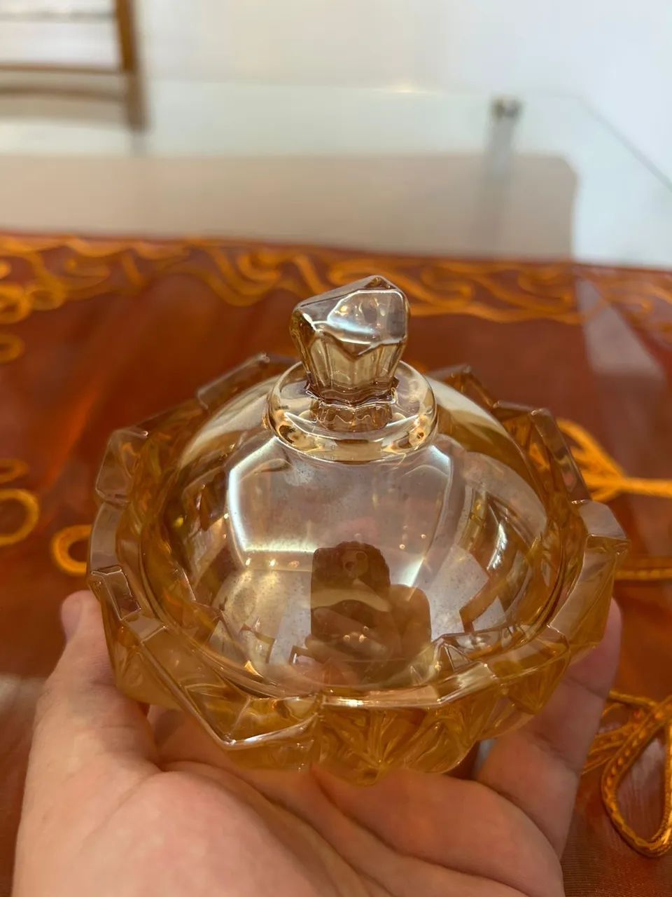 Doceira de Cristal Âmbar com Tampa - Foto 4
