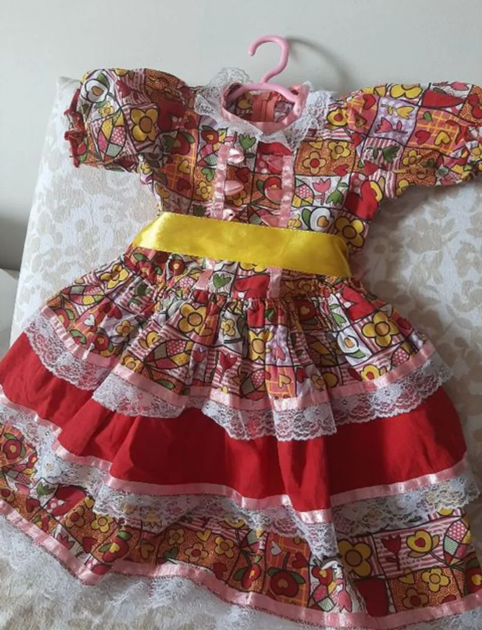 Vestido Infantil Festa Junina Colorido