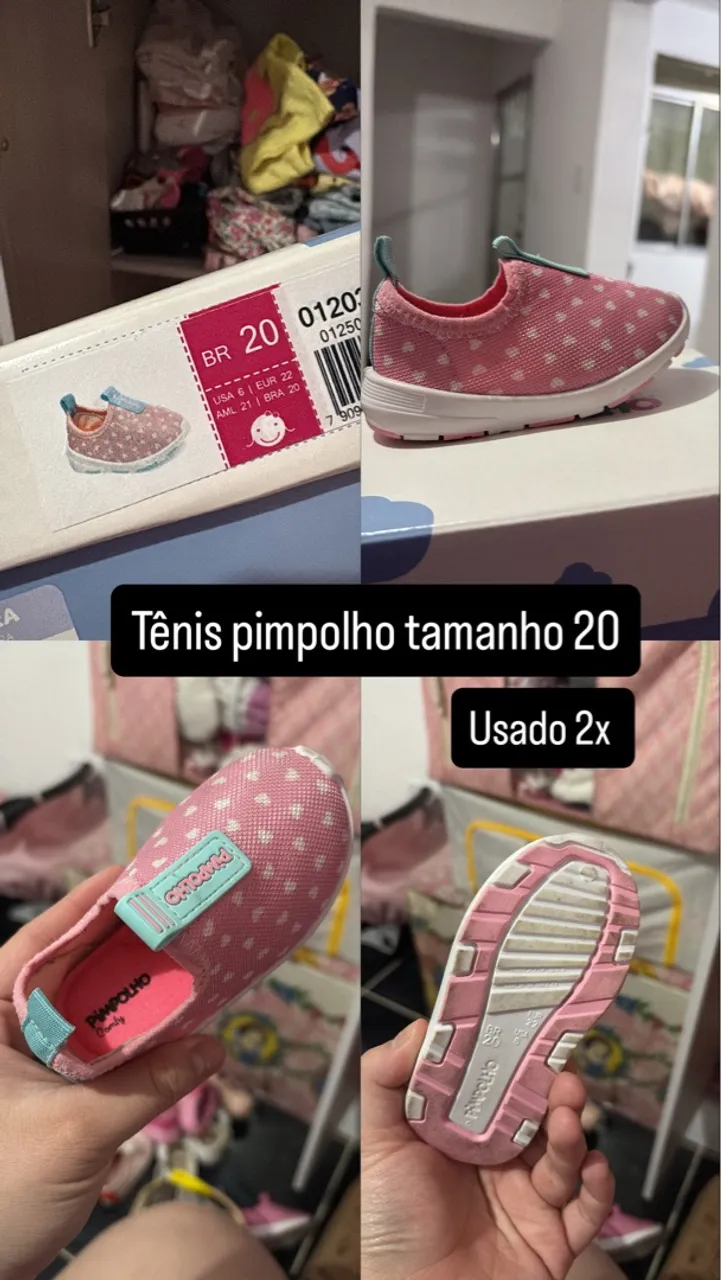 Lote de tênis e bota infantil
