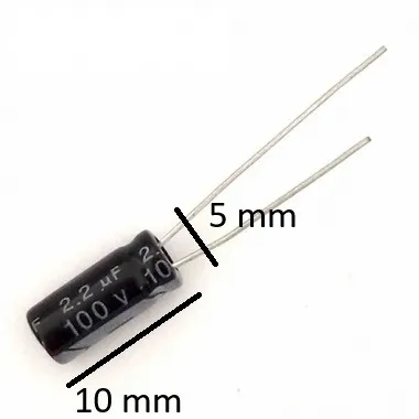 Capacitor 2,2uF 100V ( Kit com 5 unidades)