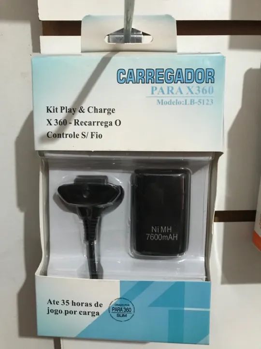 Cabo e bateria controle xbox 360