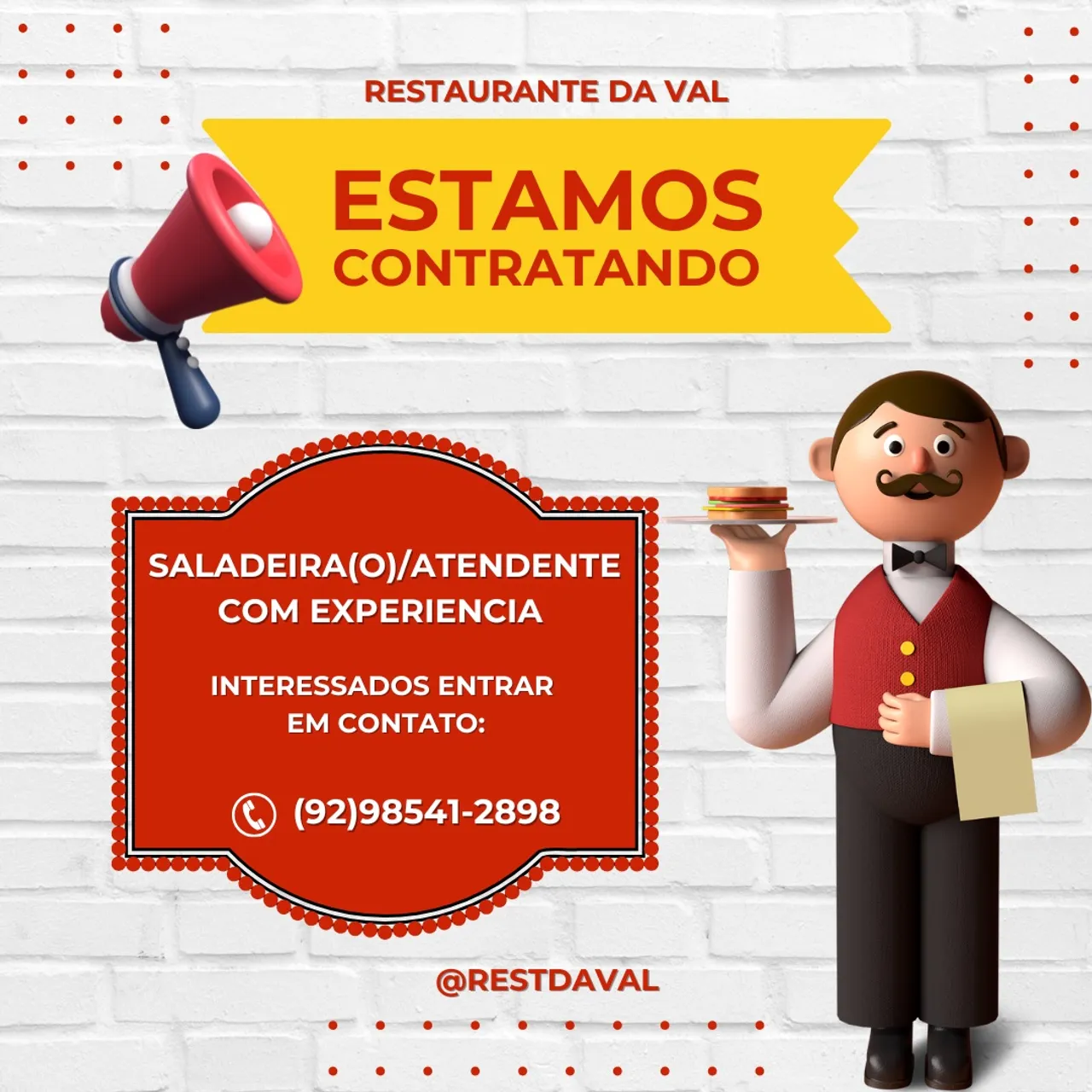 Vaga Saladeiro (a) / Atendente de Restaurante