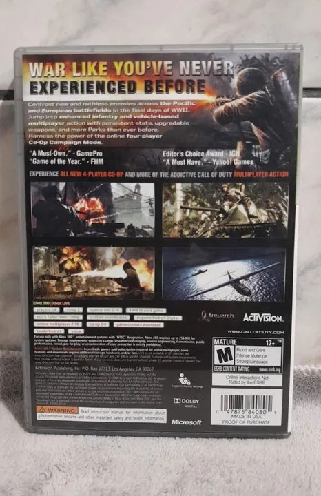Jogo Original de XBOX 360 - Call Of Duty World At War (Completo Com Manual / Seminovo) - Foto 6