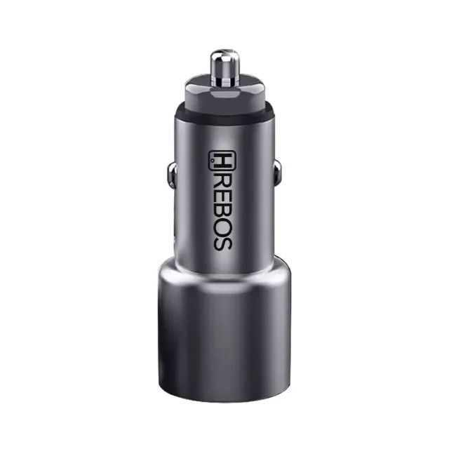 HREBOS Premium Kit Carregador Veicular 60W 2x USB-C com cabo Lightning - Cinza - Foto 2