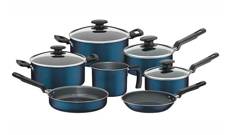 Conjunto Panelas Tramontina Azul Revestimento Antiaderente Starflon T1 - 07pcs   