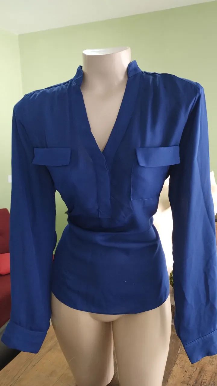Blusa azul de manga comprida Gregory 