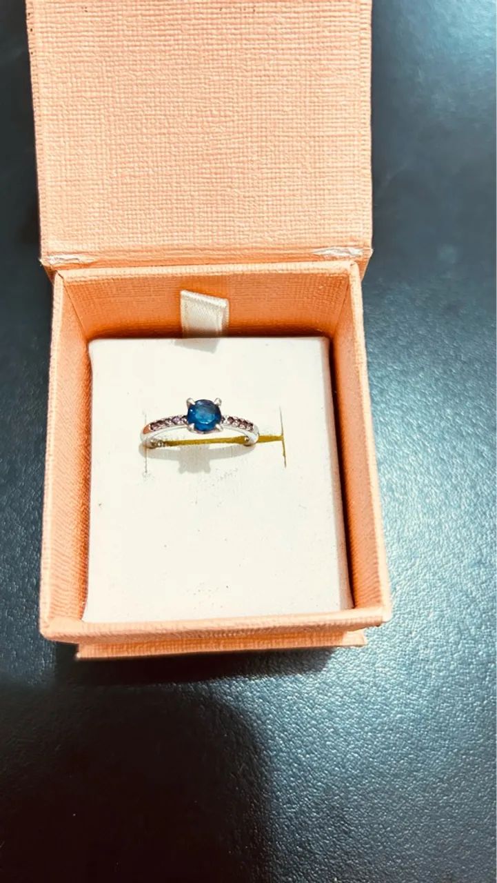 Anel de Prata com Pedra Azul - Foto 3