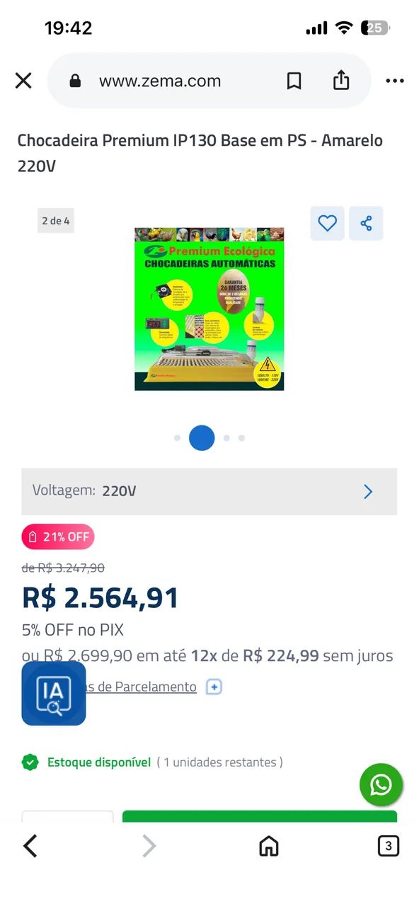 Chocadeira Premium IP130 Base em PS - Amarelo 220V 