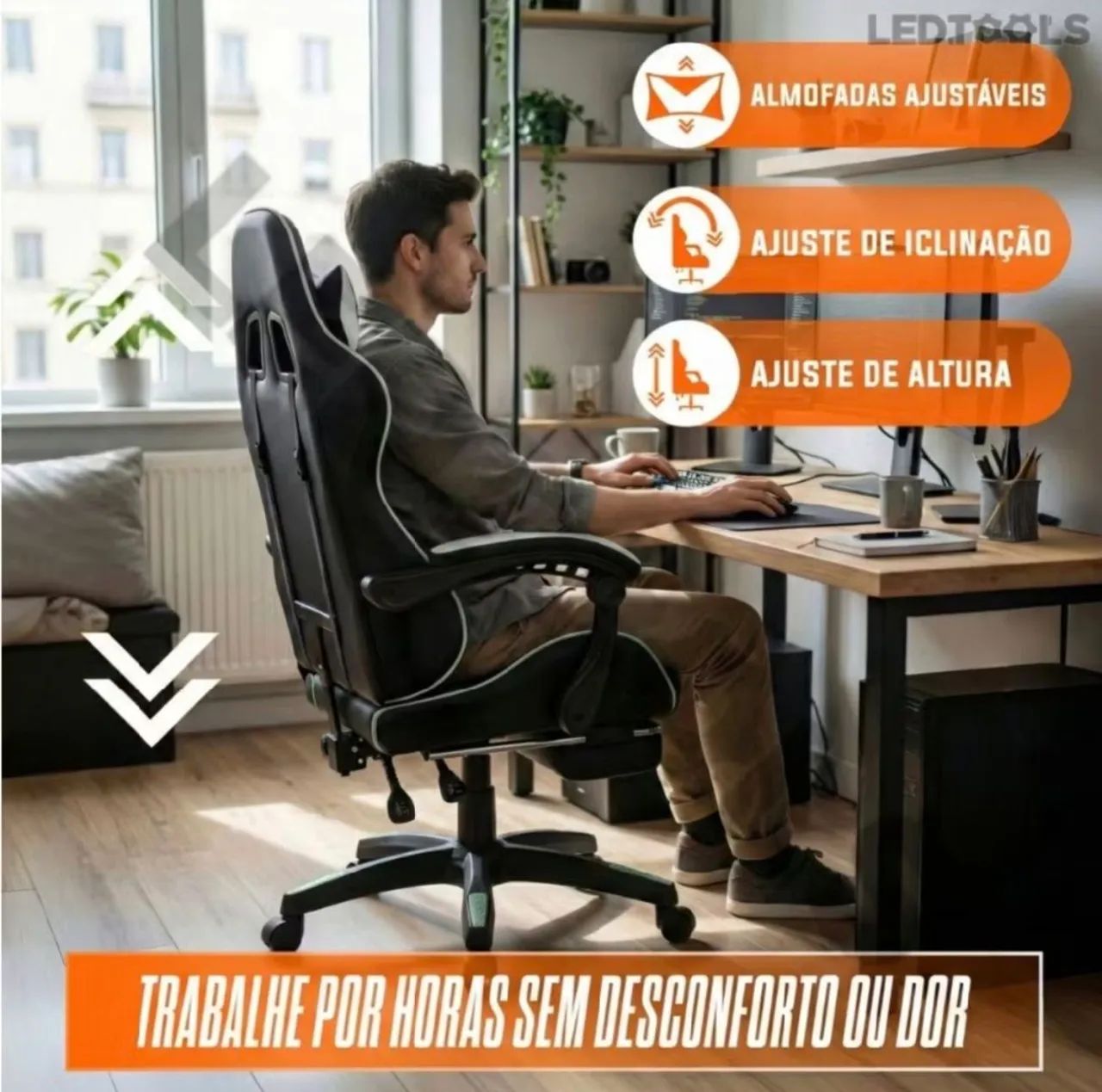 Cadeira gamer nova com caixa preta e verde - Foto 4