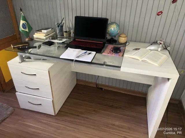3 Escrivaninhas MDF, Metal e Vidro lindíssima - Foto 5