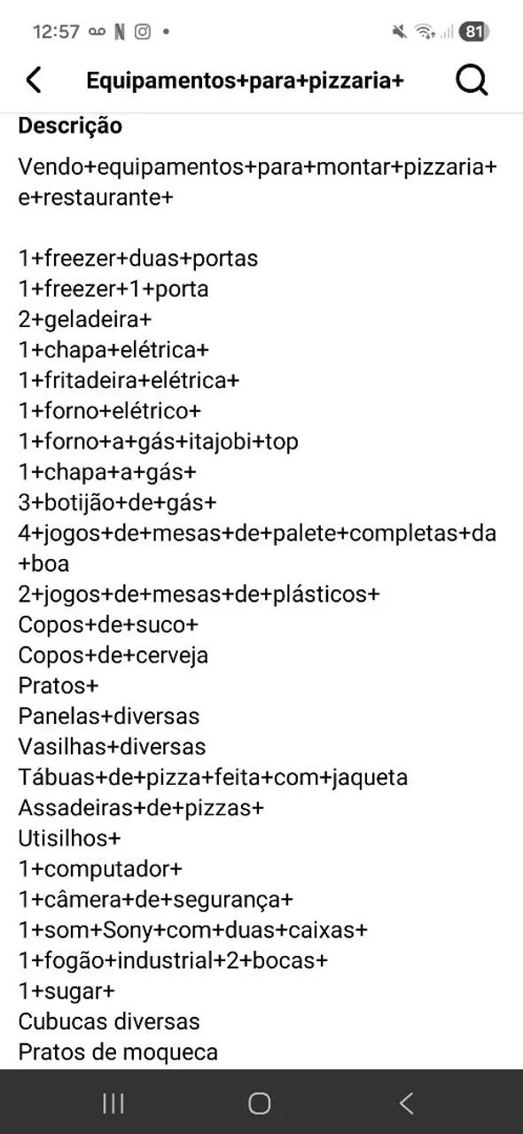 Vendo equipamentos para pizzaria e restaurante 