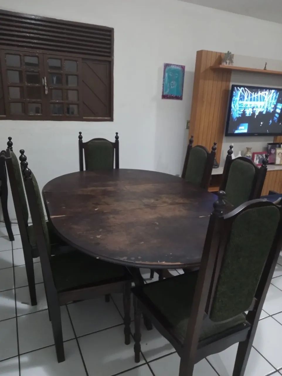 Conjunto sala colonial retrô (arca, mesa, cadeiras e escrivaninha). - Foto 2