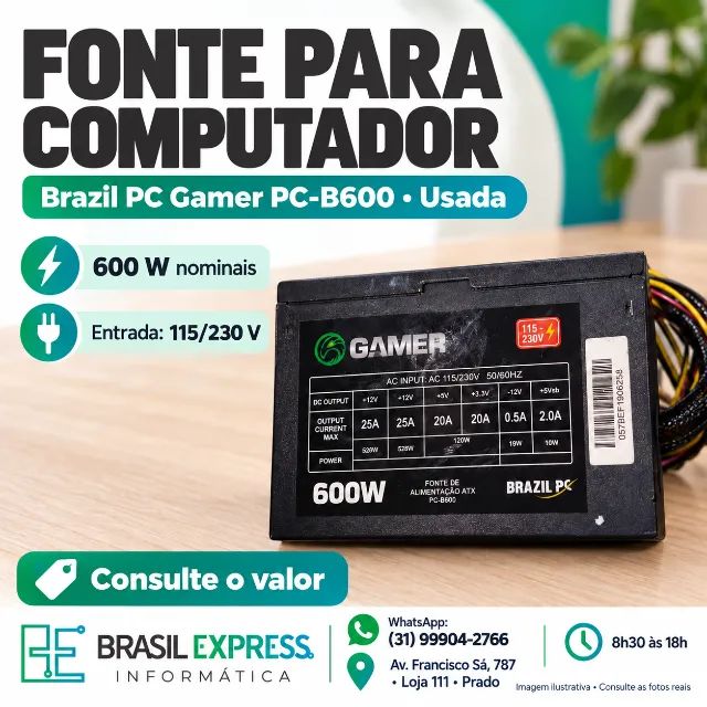 Fonte gamer 600w