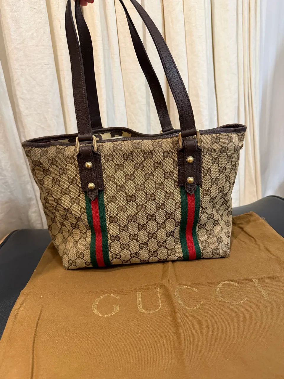 Bolsa Gucci GG Canvas Original com Web Stripe - Foto 3
