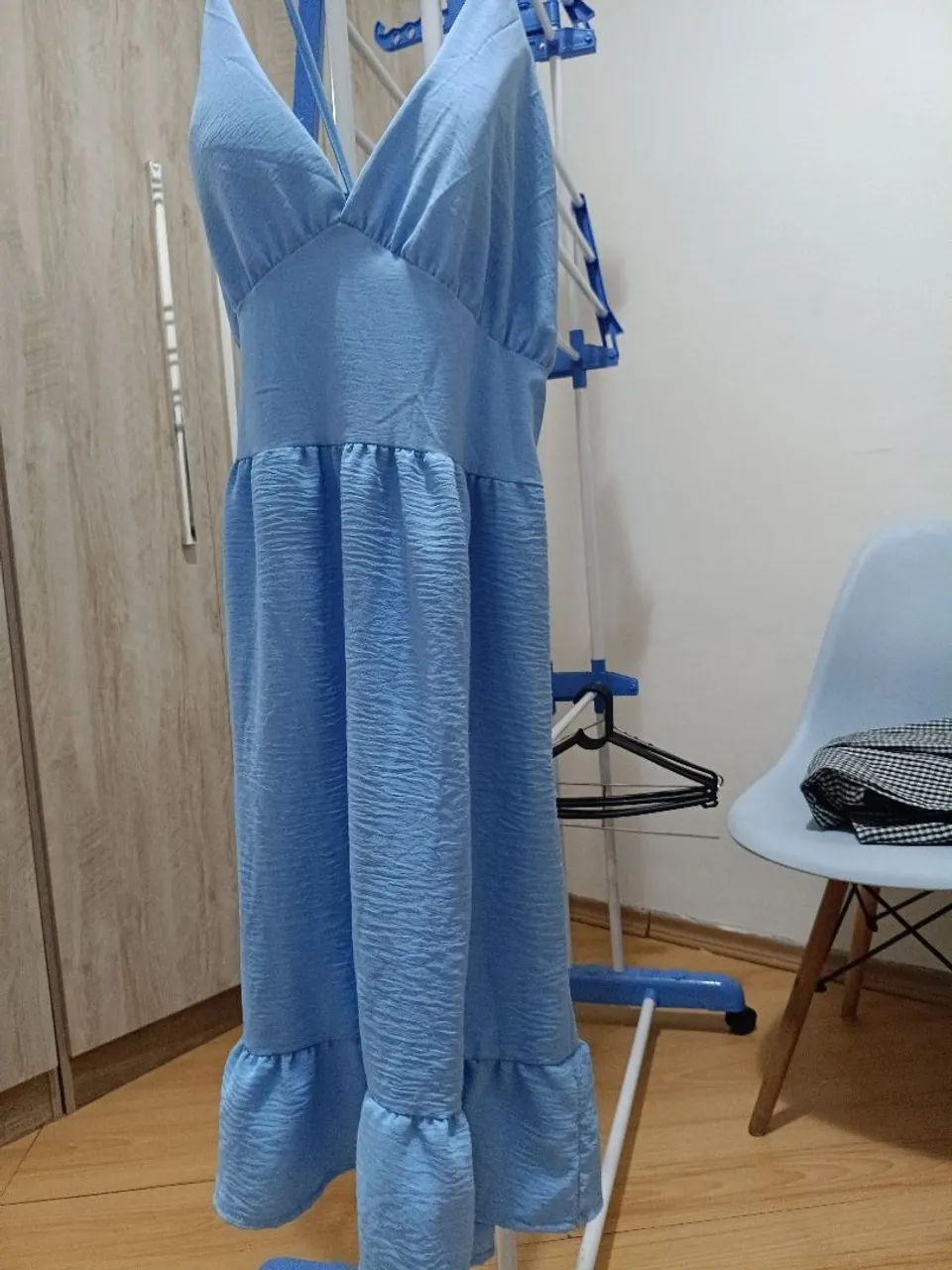 vestido azul com bojo e elastano - Foto 4