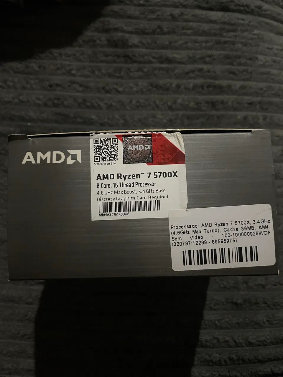 Processador AMD Ryzen 7 5700X - 8 Núcleos / 16 Threads - Impecável