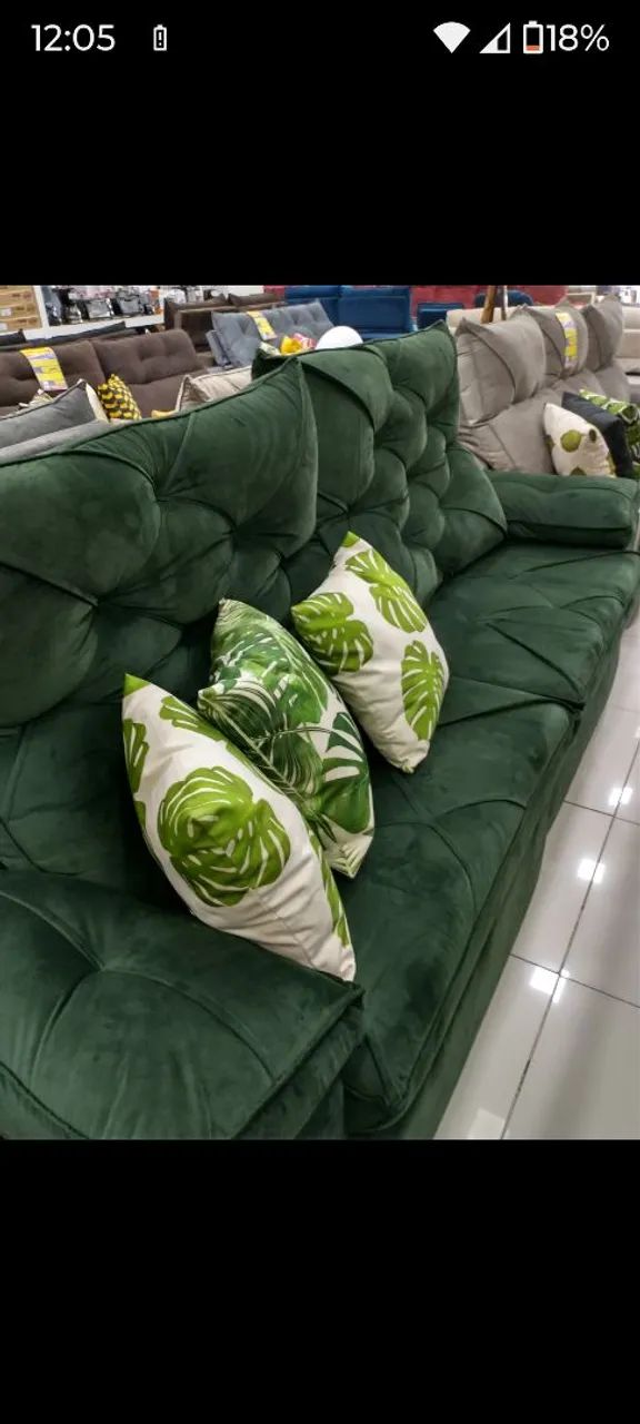 Sofá verde 5 lugares capitonê - Foto 3