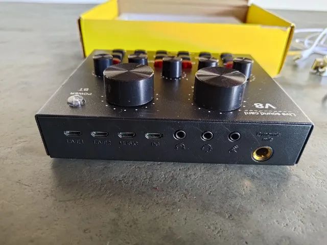 V8 Audio Sound Card Usb 5.0 Headset Microfone Webcast Live - Foto 2