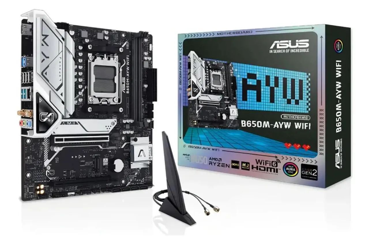 Placa Mãe Asus B650m Ayw Wi-fi Cinza Escuro Matx