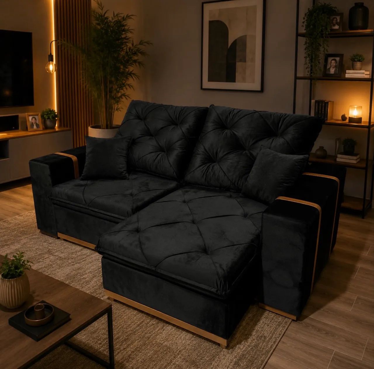 Sofá Retrátil e Reclinável Imperial 2,20 m Preto - Foto 2