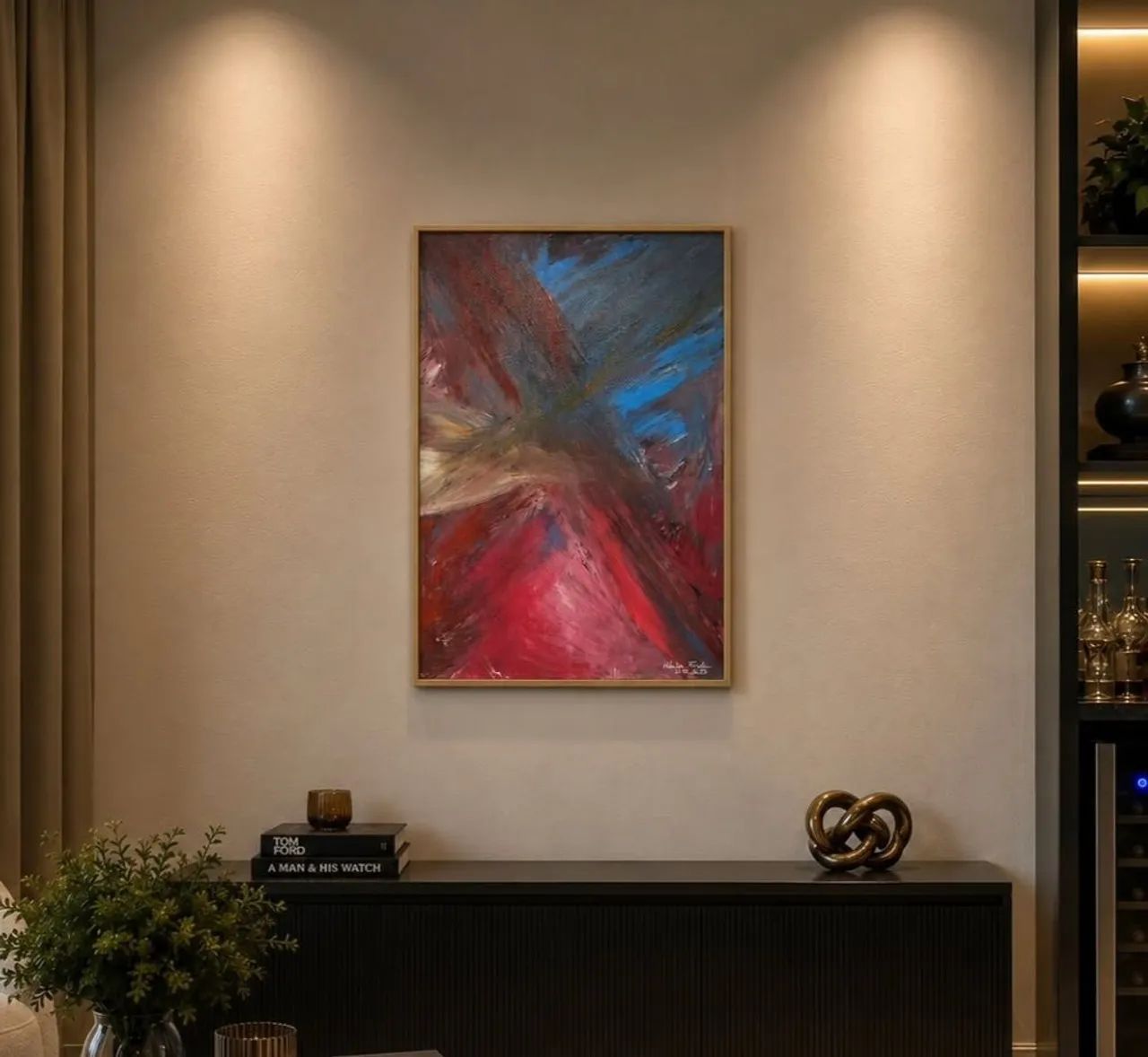 Quadro Abstrato "Possibilidade" com moldura Flutuante 50 cm x 60cm 