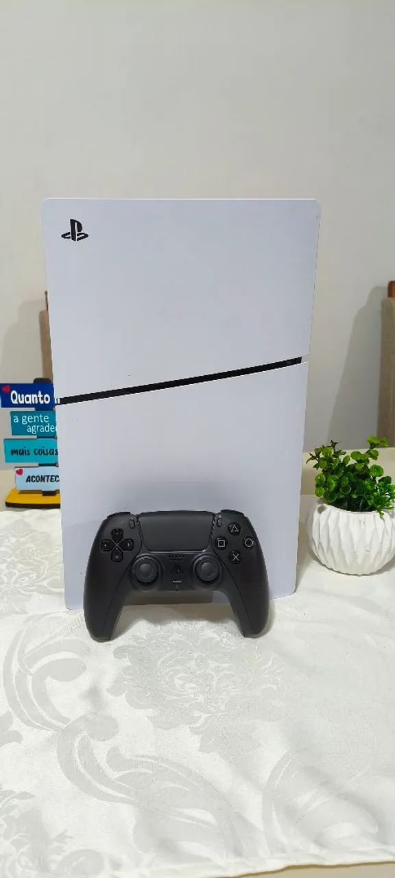 Ps5 Slim (Playstation 5 Slim) + Jogos, Todos os Cabos Originas - Passo Cartão Até 12x - Foto 4