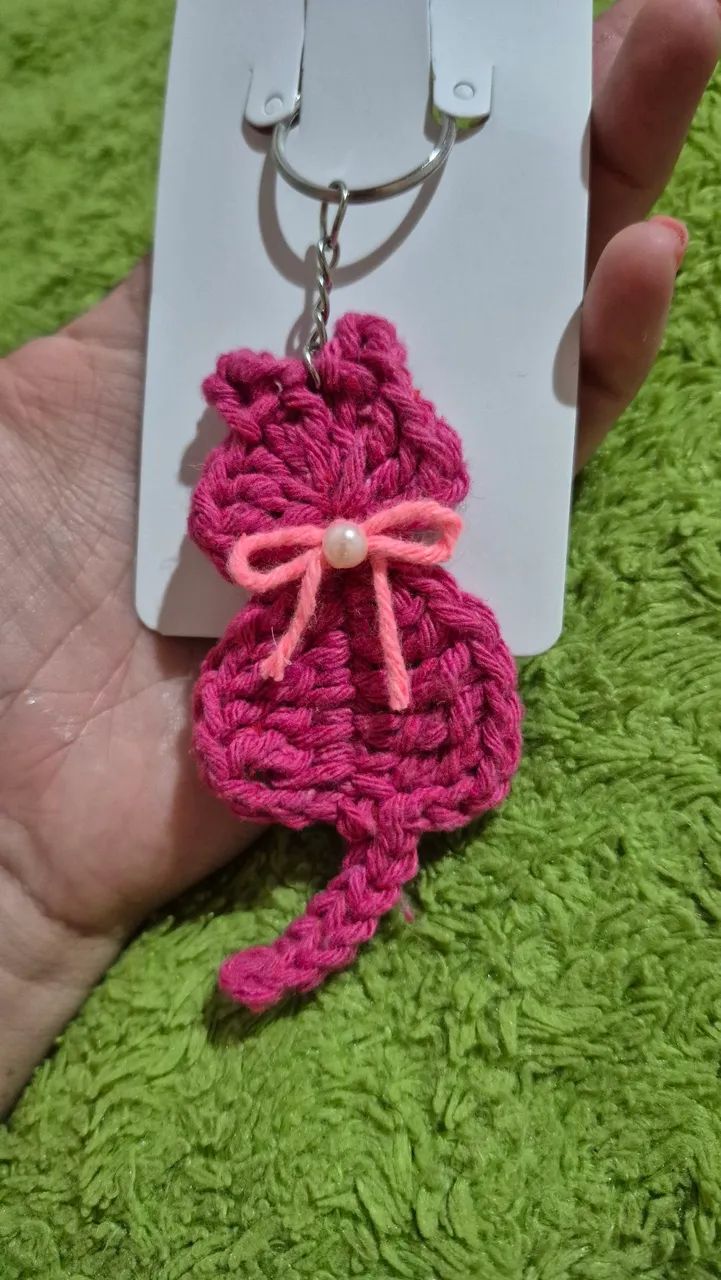Chaveiro de gato em crochê  - Foto 5
