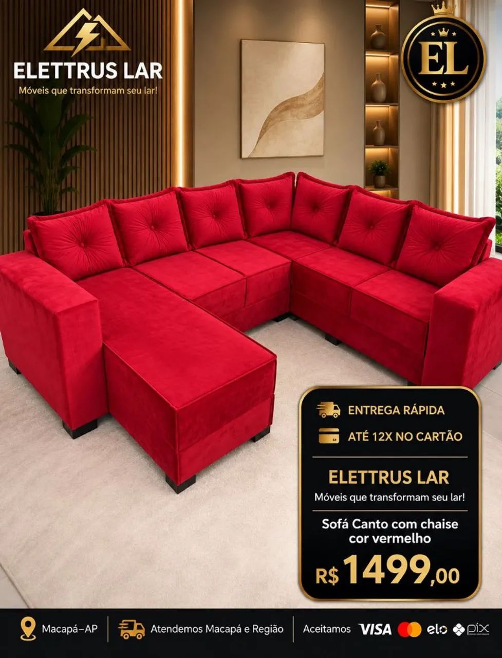 SOFÁS DE CANTO COM CHAISE NOVOS - Foto 5