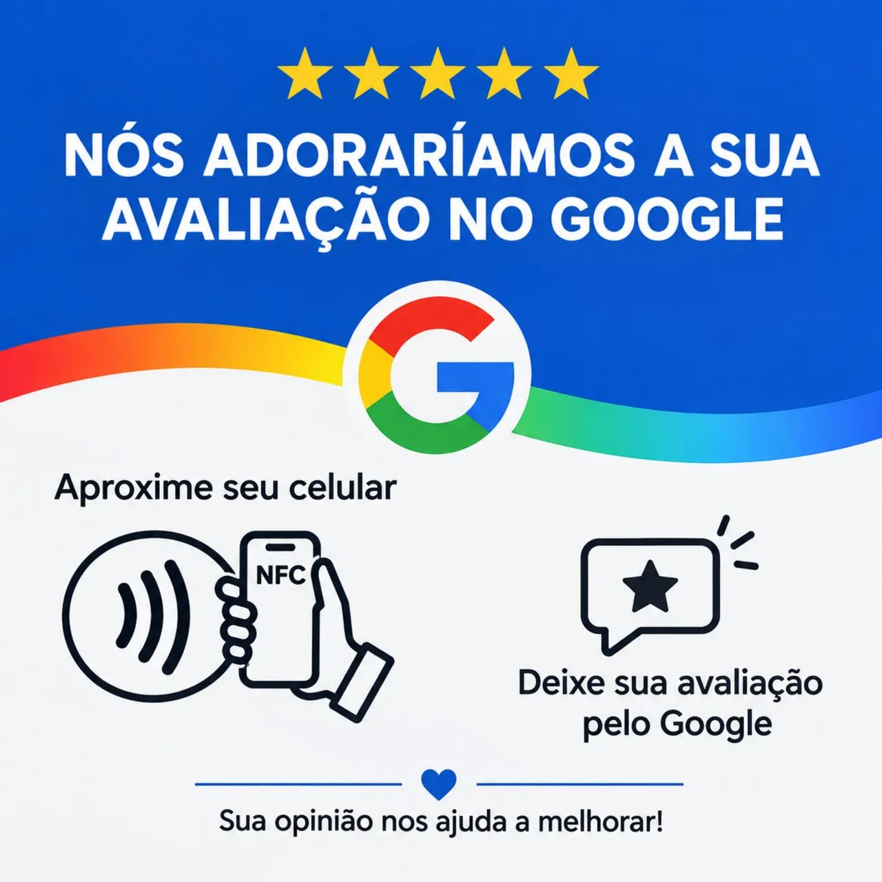 Placa com TAG NFC para avaliação no Google