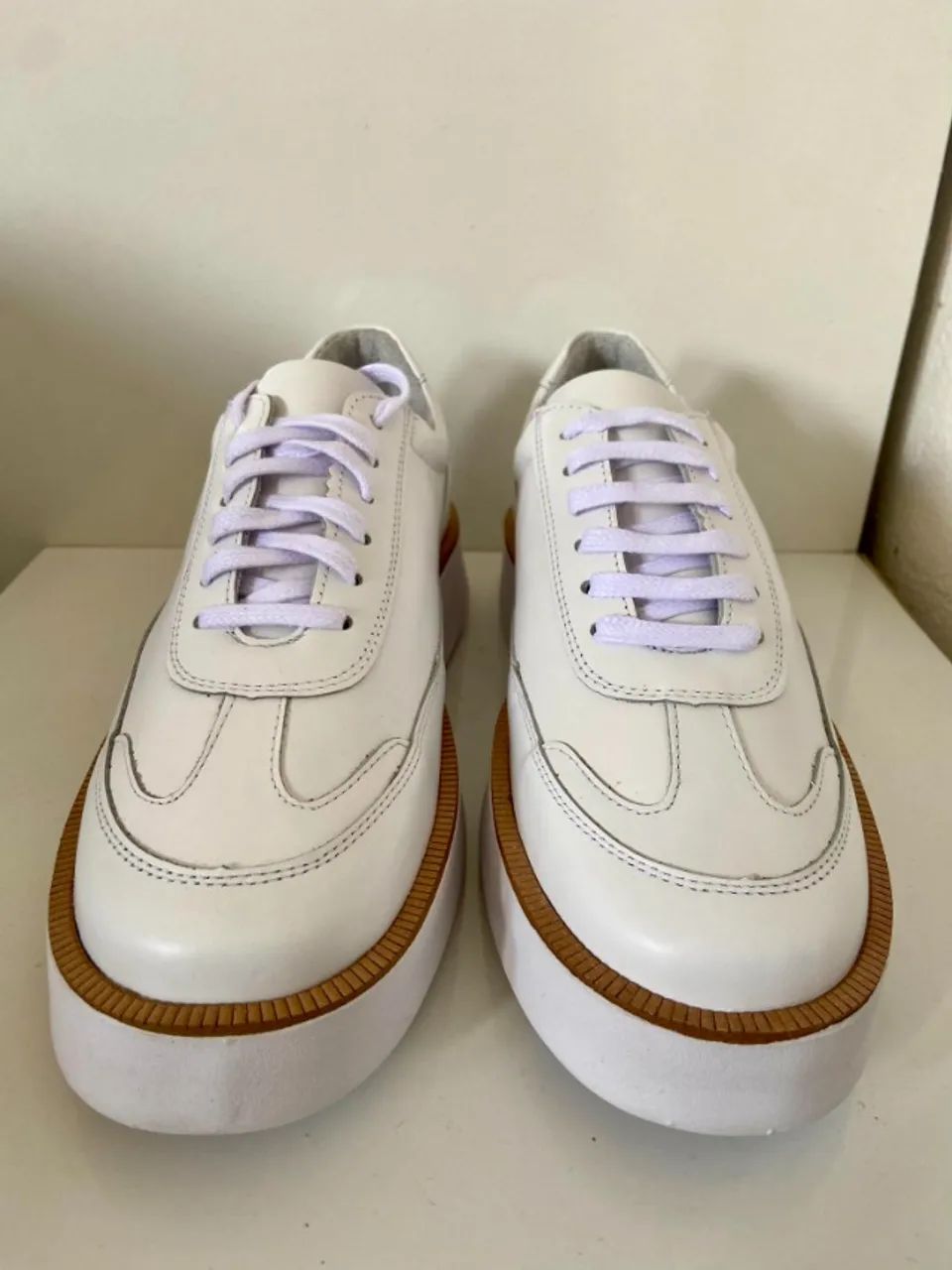 Sapatênis em Couro, N38 Branco, masculino - Foto 3