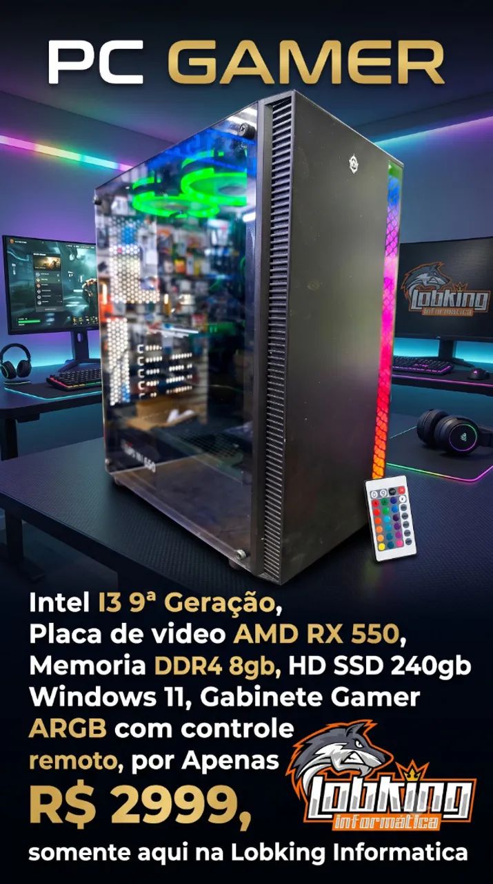 Pc Gamer I3 9ª Geração - Placa de Video RX 550