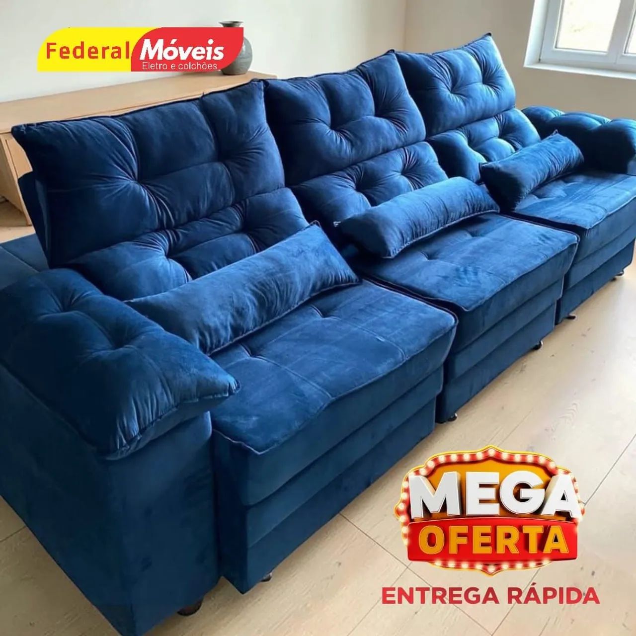 Sofá Retrátil e Reclinável 3 lugares 2,90m Lindo - Entregamos