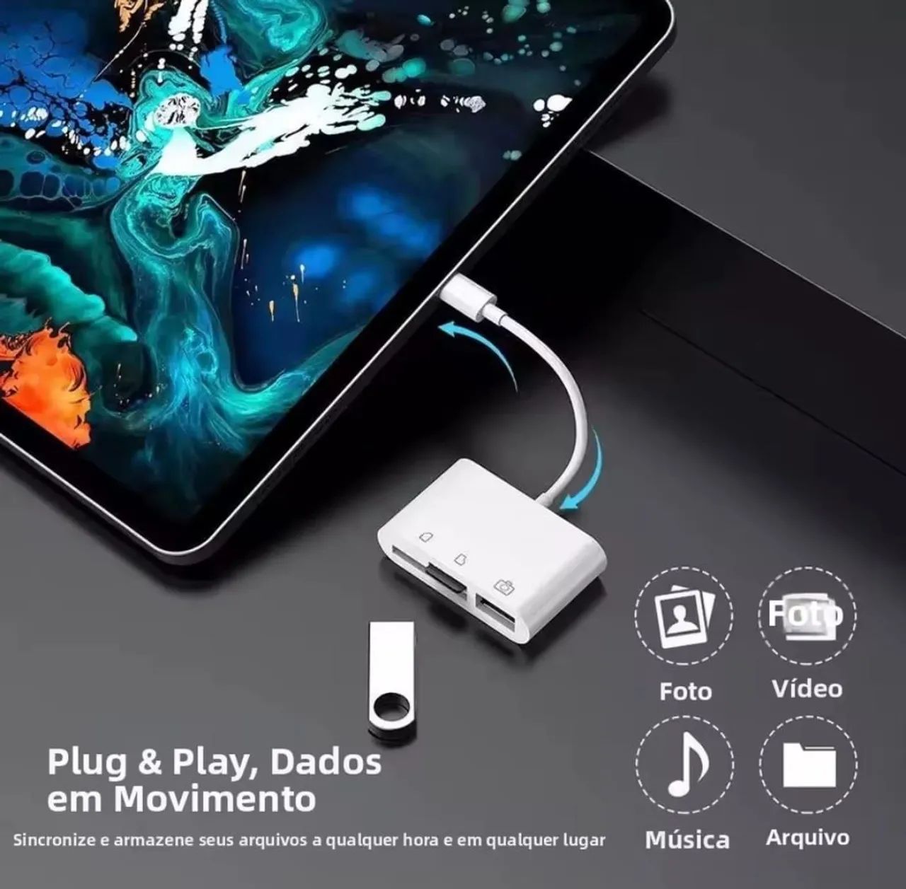 Adaptador OTG tipo C 3 em 1 - Foto 4