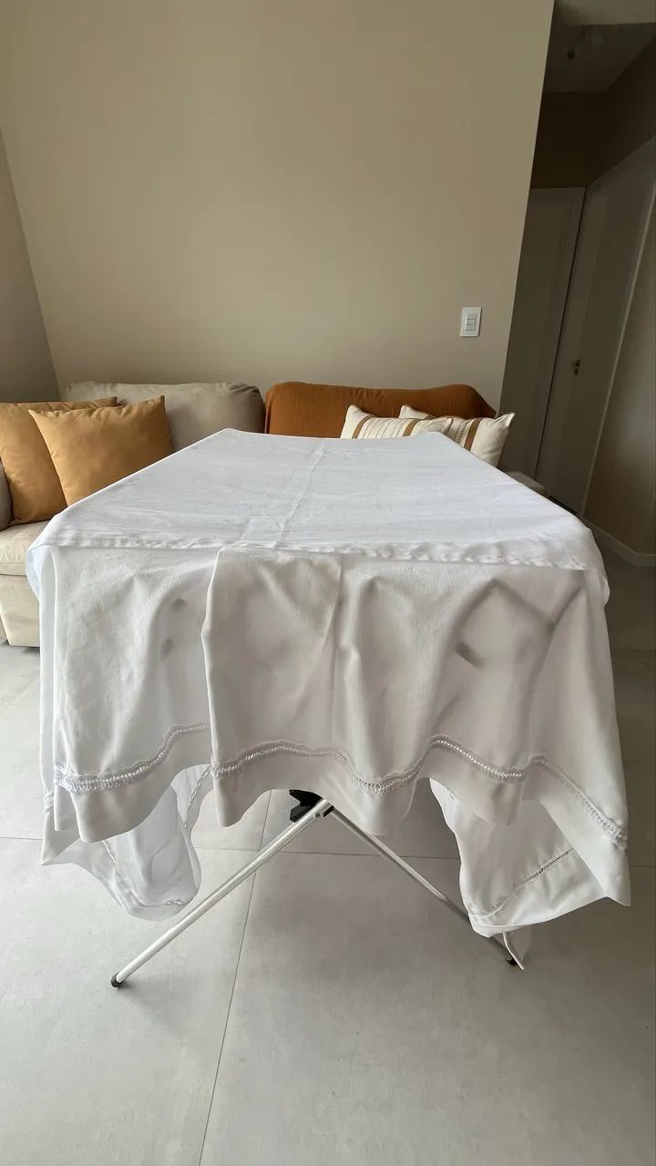 Saia para base de cama box de casal, cor branca - Foto 3