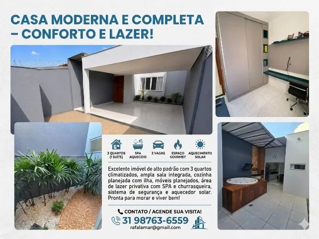 CASA MODERNA E COMPLETA- BAIRRO IPORANGA EM SETE LAGOAS / MG