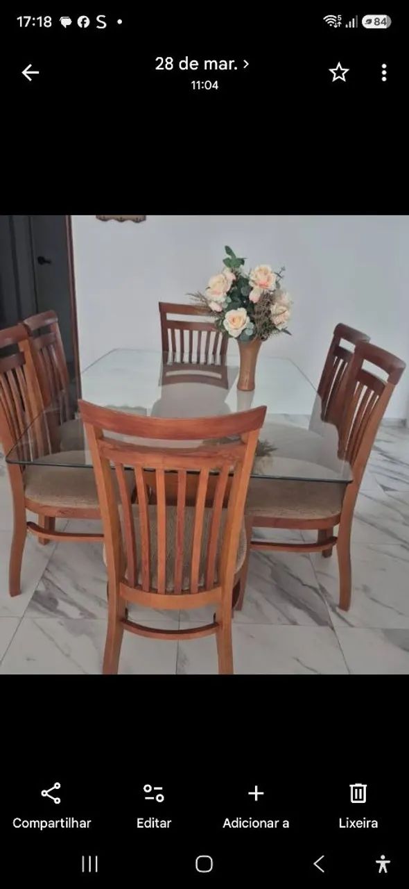 Mesa de vidro ,6 cadeiras  $500 00