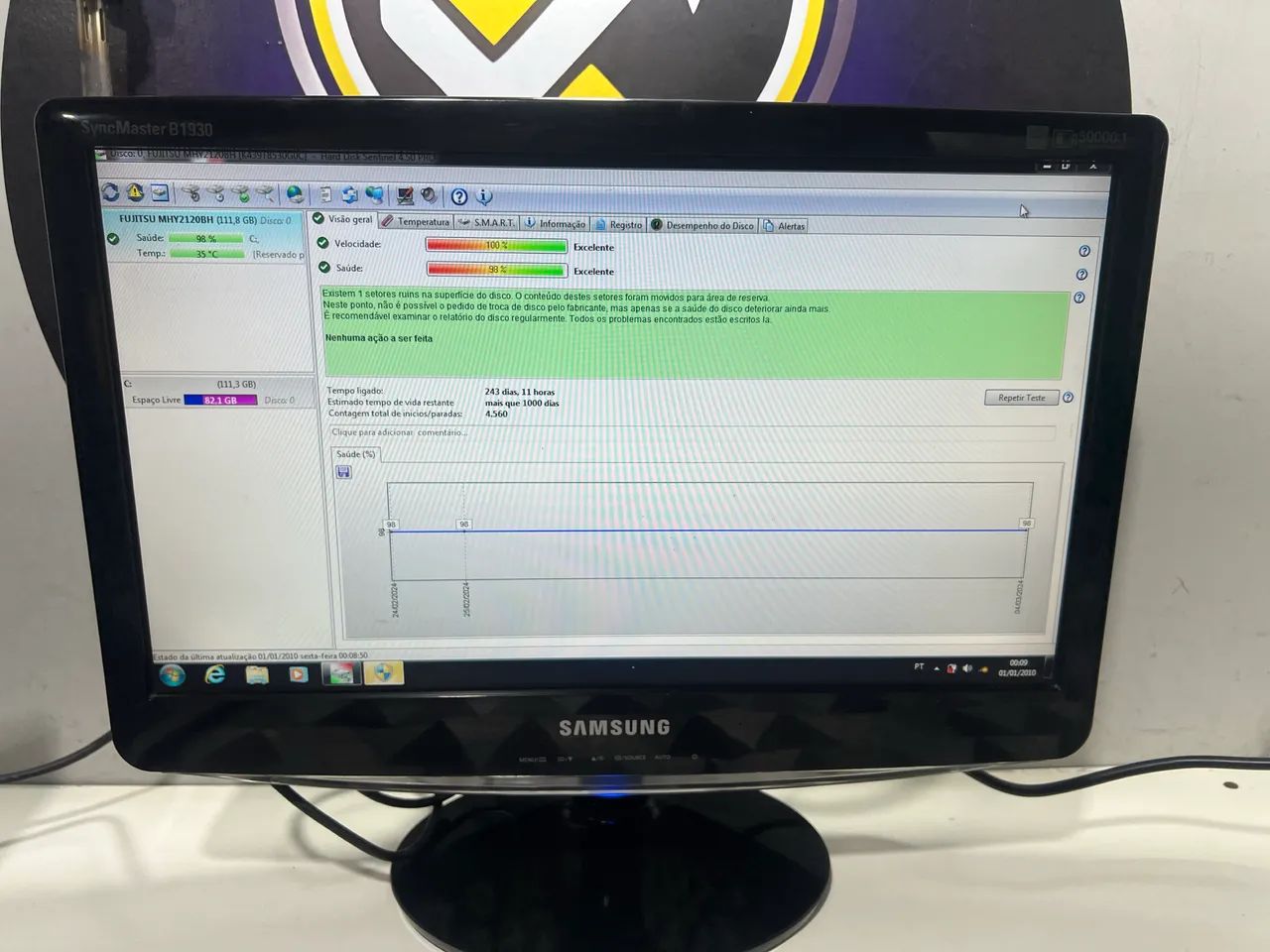 Monitor LCD 19POL Samsung pra PC e CFTV