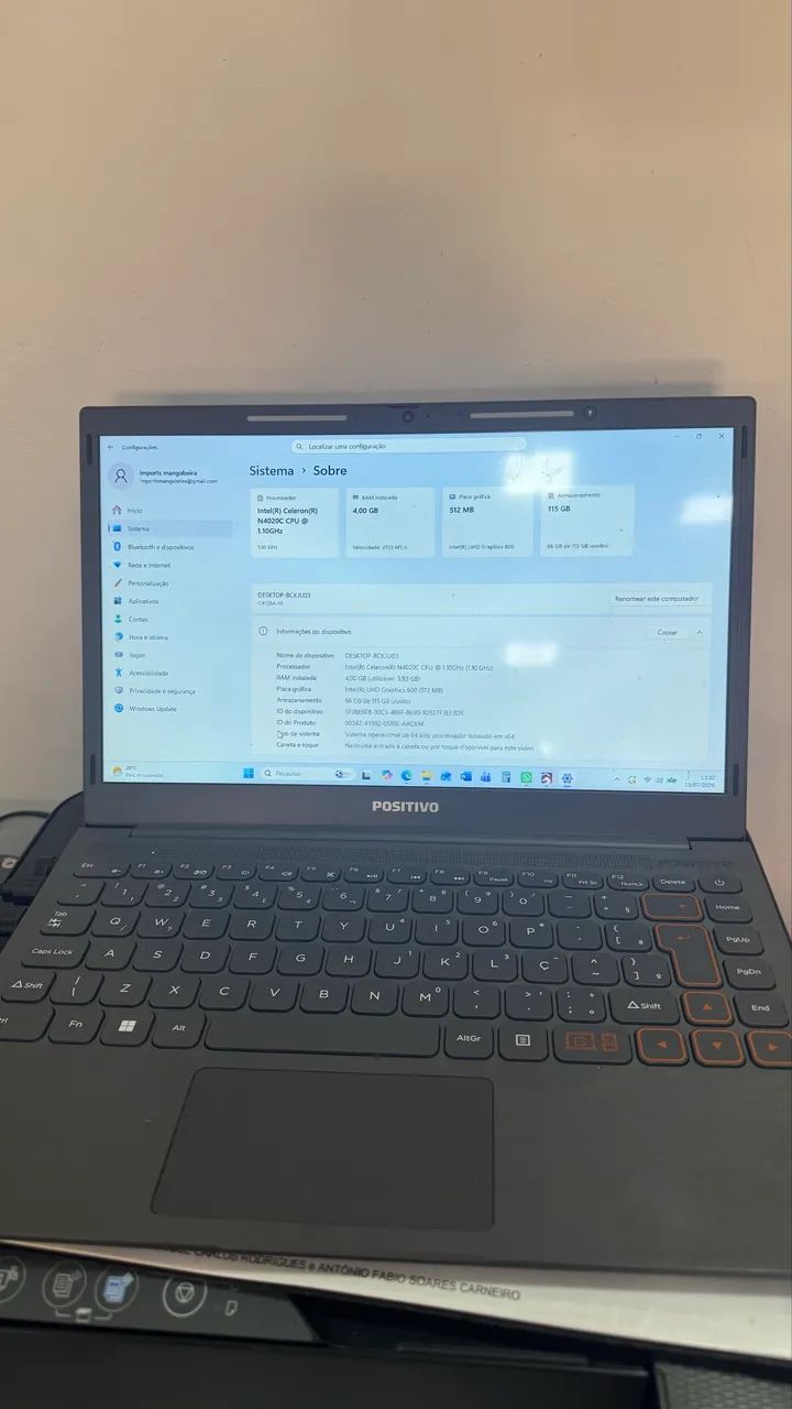 Notebook positivo 