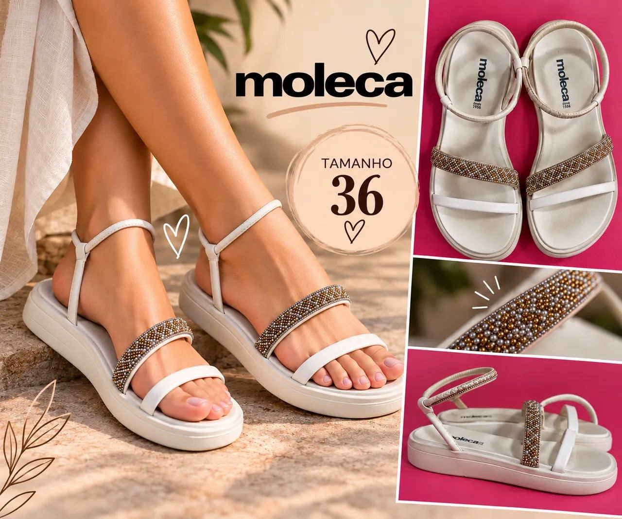 Sandália Moleca Branca com Strass 36 - Foto 4