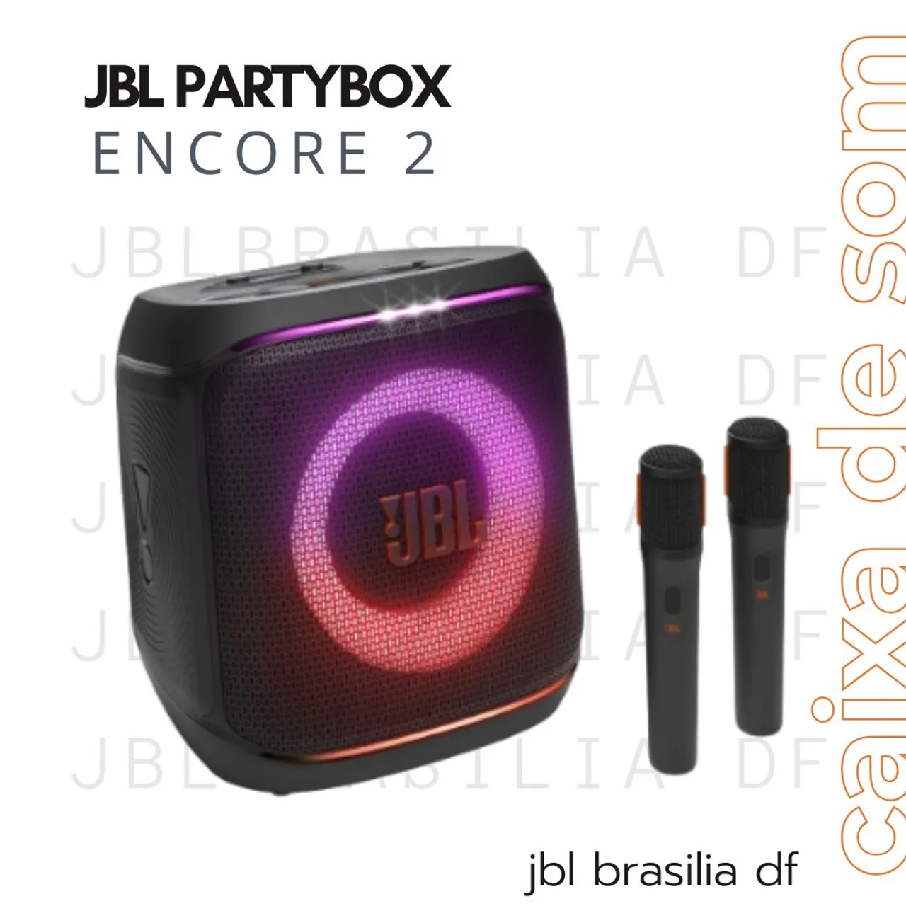 JBL PartyBox Encore 2 - Original + 2 Microfones Sem Fio (Pronta