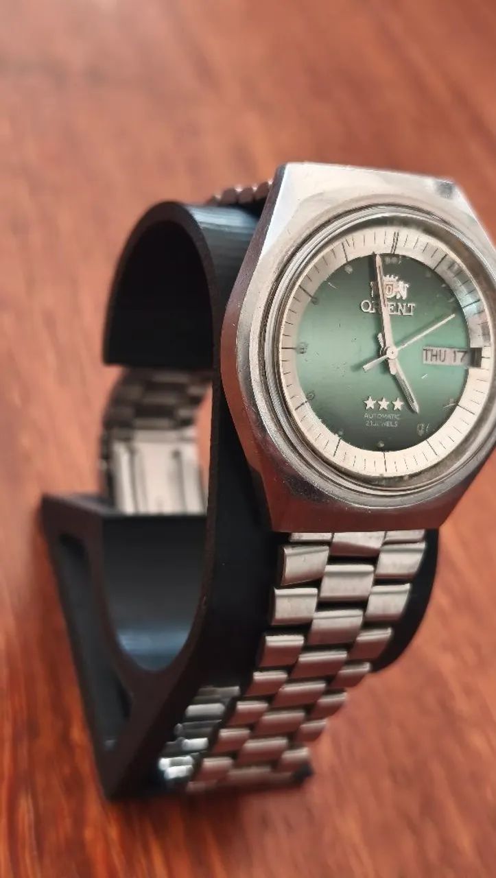 Relógio Orient Automático Vintage forma Geométrica Verde - Foto 3