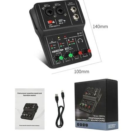 Mesa Mixer Placa De Som Teyun Q-12 Interface De Audio Usb Pc