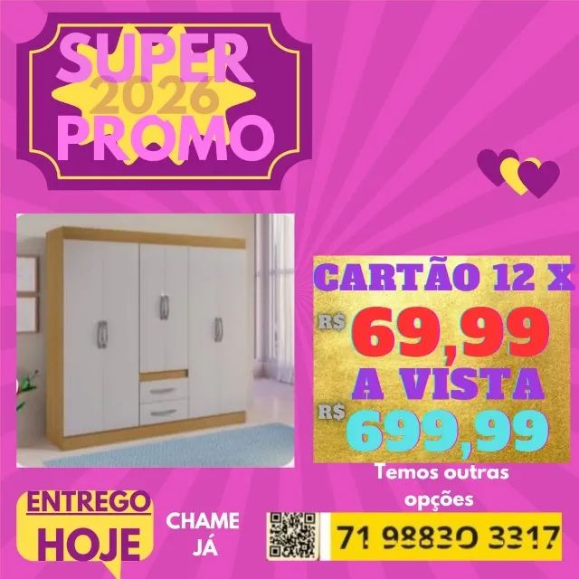 Guarda Roupa 6 Portas/ Varios modelos - Peça no numero e pague em casa 